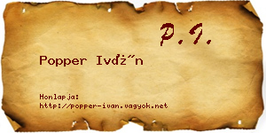 Popper Iván névjegykártya